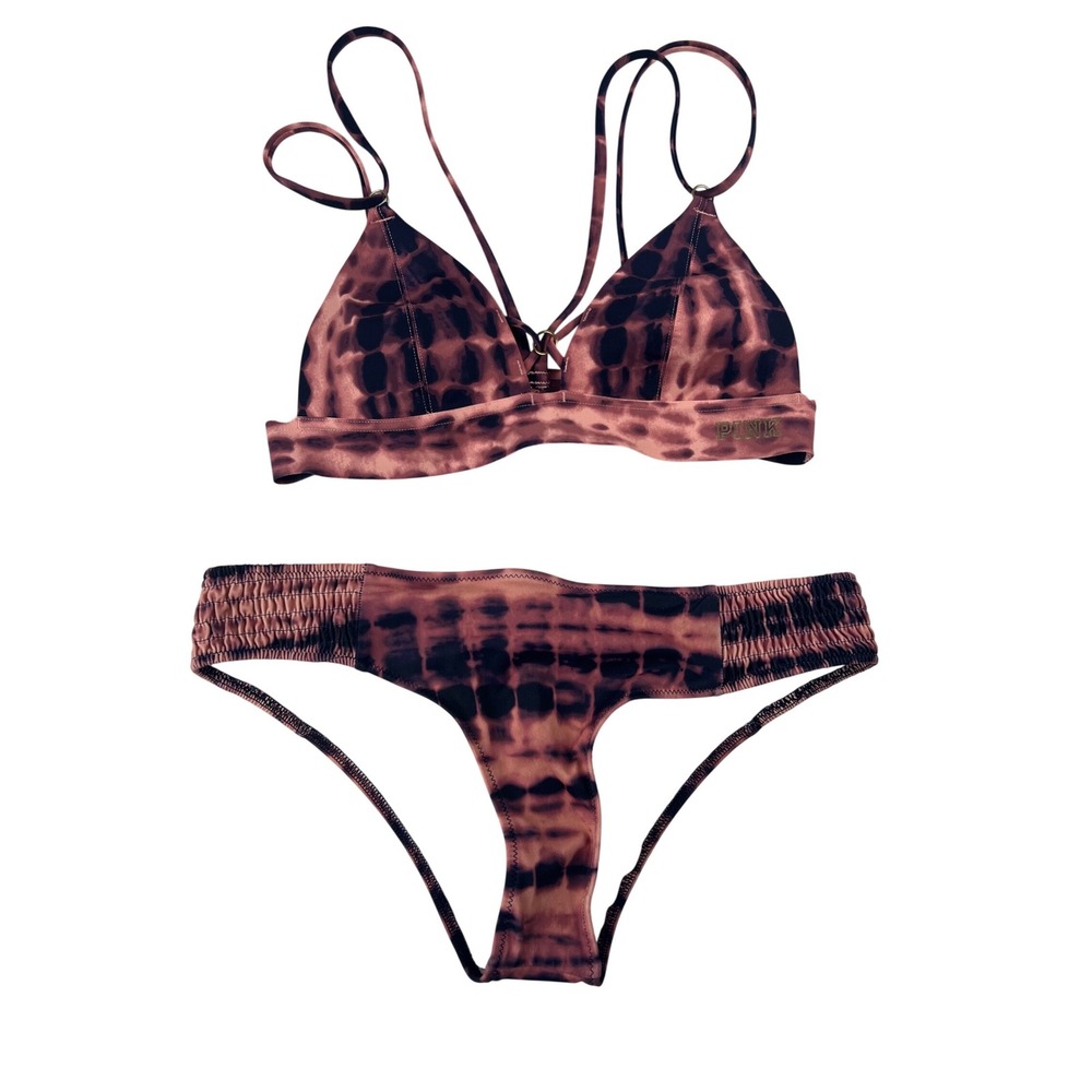 Victorias Secret PINK Tie‎ Dye Bikini Set Bonded Bralette Mini Cheekster S/M